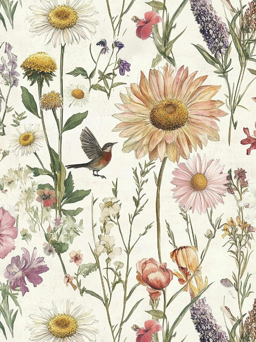 Floral Peel and Stick Wallpaper for Bathroom 16.9inch x 118.1inch